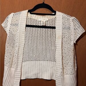 White House Black Market Open-Knit Cream Cardigan